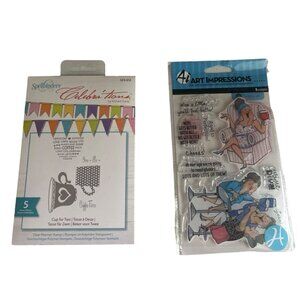 Art Impressions & Spellbinders Clear Stamp Sets Wine Divas + Coffee Time